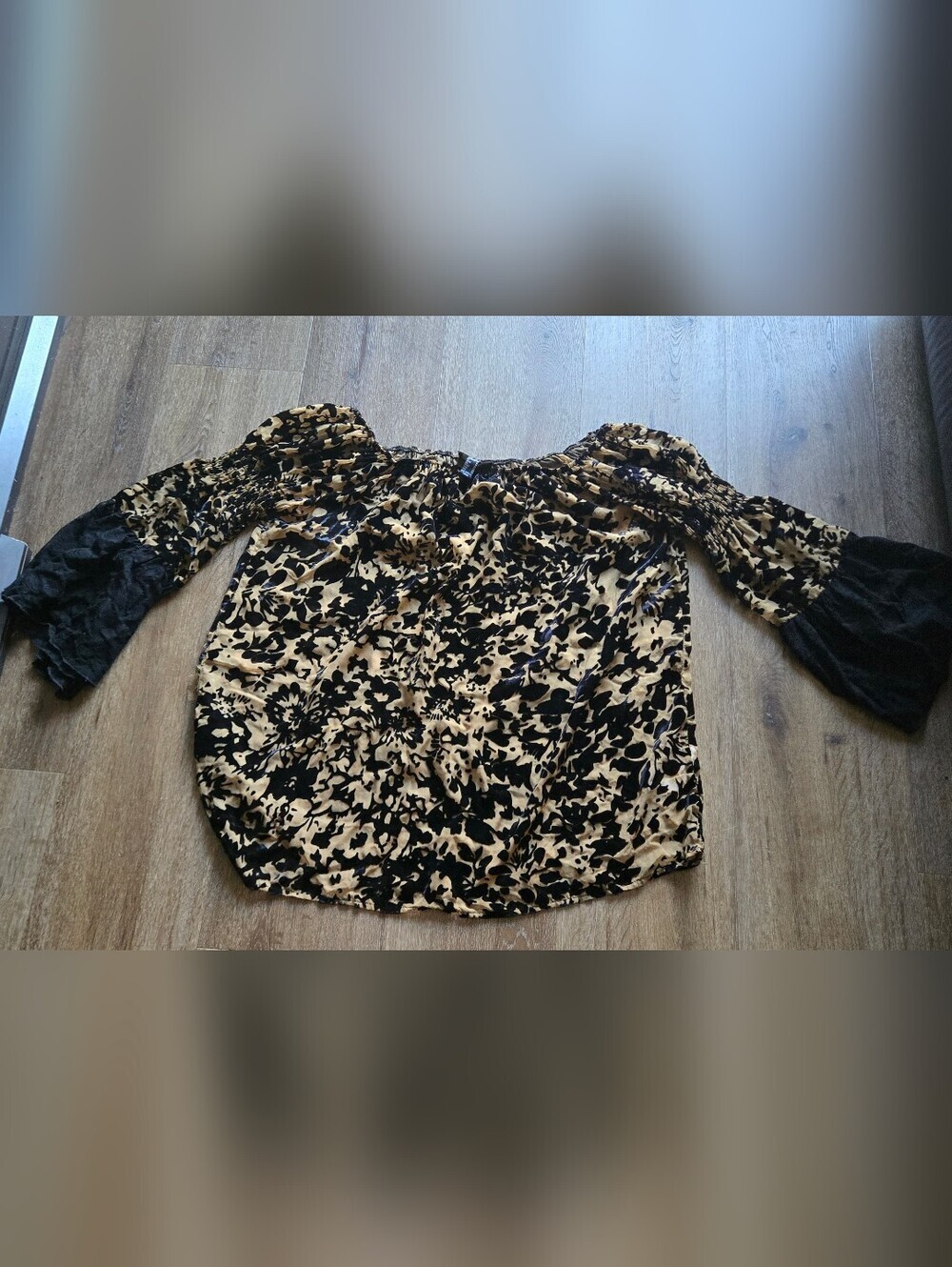 Joseph Ribkoff Burnout Velvet Devoré Boho Peasant Blouse- Size 16 - Picture 2 of 7
